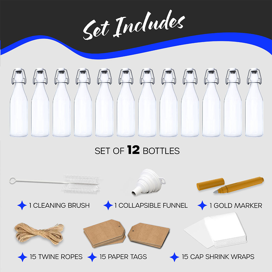 17  Oz. Swing Top Glass Bottles | Round Design