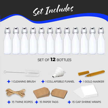 17  Oz. Swing Top Glass Bottles | Round Design