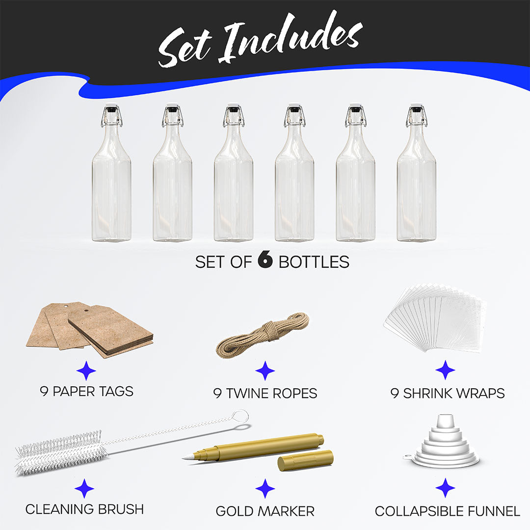 Swing Top Glass Bottles | Square Shape