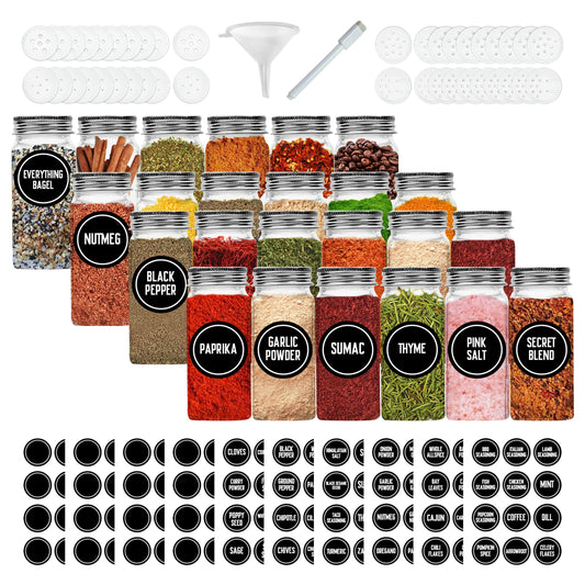 Glass Spice Jars - 4 Oz - 24 PCS