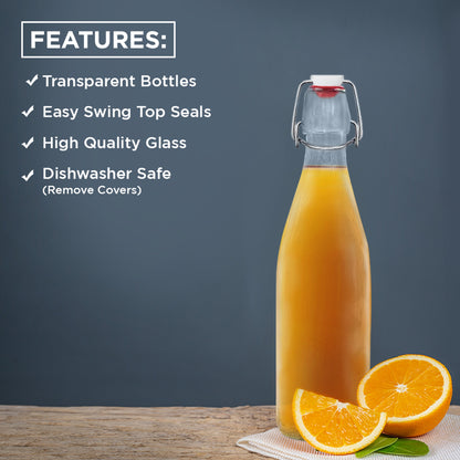 17  Oz. Swing Top Glass Bottles | Round Design