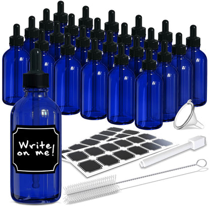 Cobalt Blue Glass Dropper Bottles - 4 Oz. (Pack of 24)