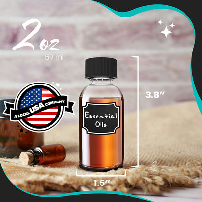 Nevlers 2 oz Boston Round Clear Glass Bottles (Set of 24) | Includes Funnel, Brush, Shrink Wrap, Labels and Marker