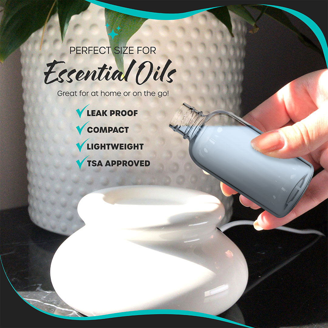 Nevlers 2 oz Boston Round Clear Glass Bottles (Set of 24) | Includes Funnel, Brush, Shrink Wrap, Labels and Marker