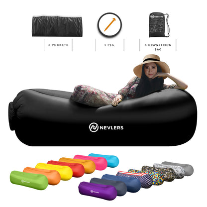 Inflatable Lounger - Black - 1 Pack