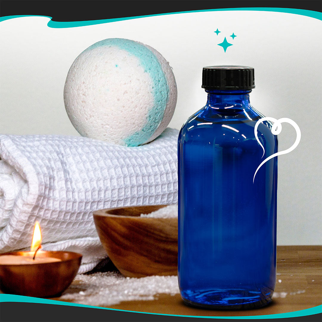 Blue Glass Boston Bottles with Twist Caps - 8 Oz