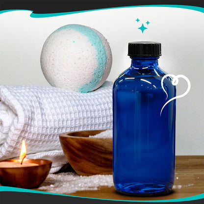 Blue Glass Boston Bottles with Twist Caps - 8 Oz