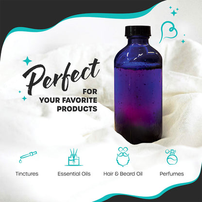 Blue Glass Boston Bottles with Twist Caps - 8 Oz