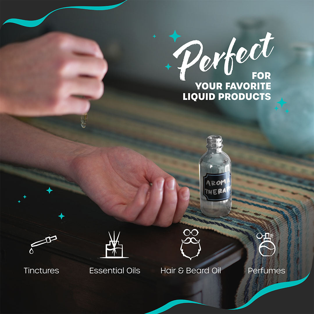 Clear Glass Dropper Bottles - 2 Oz.