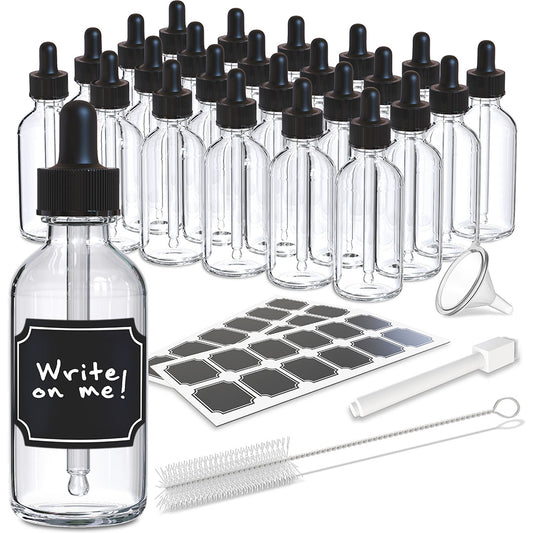Clear Glass Dropper Bottles - 2 Oz.