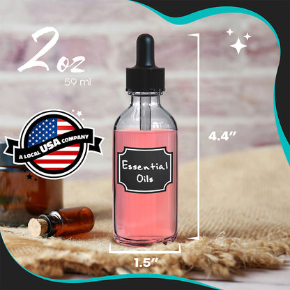 Clear Glass Dropper Bottles - 2 Oz.