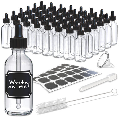 Clear Glass Dropper Bottles - 2 Oz.