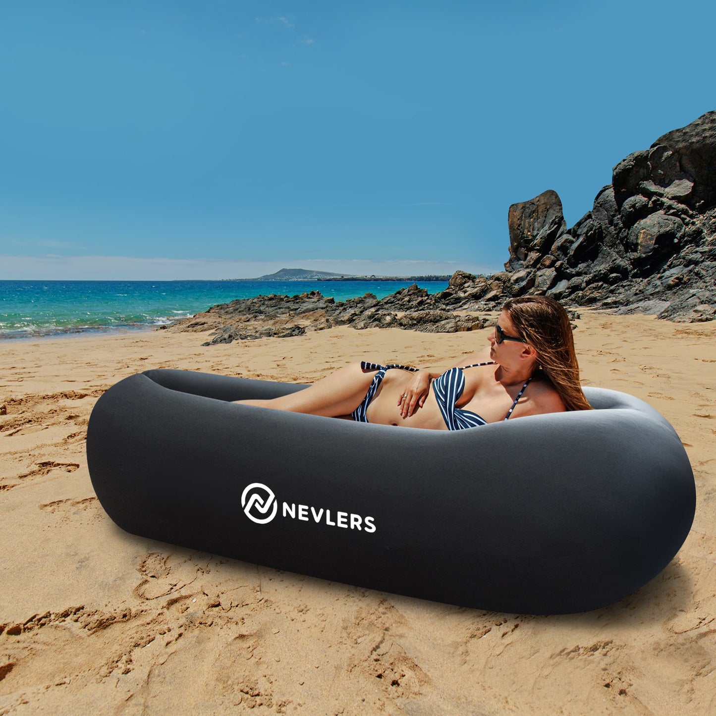 Inflatable Lounger - Black - 1 Pack