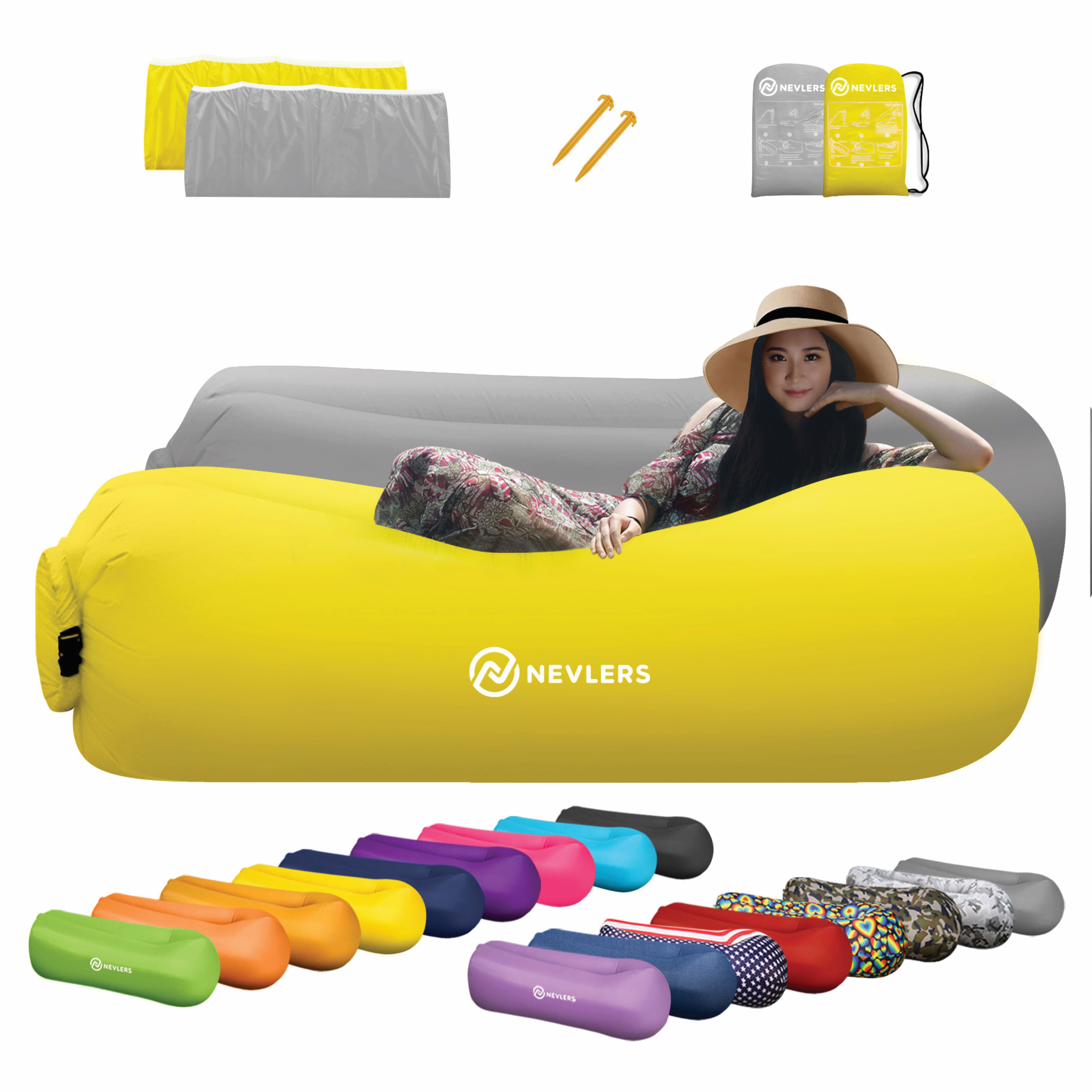 Yellow Inflatable Chair Inflatable Loungers - Yellow and Gray - 2 Pack – Nevlers