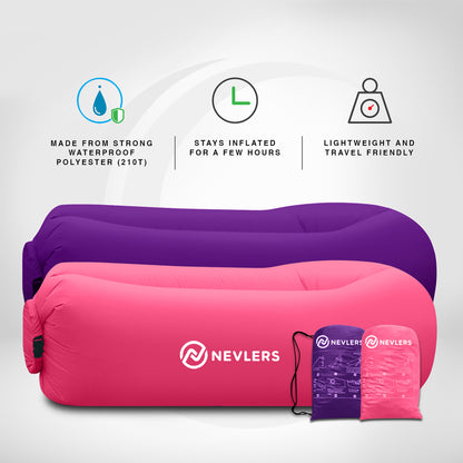 Inflatable Loungers - Pink/Purple - 2 Pack