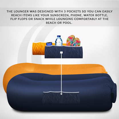 Inflatable Loungers - Navy/Saffron - 2 Pack