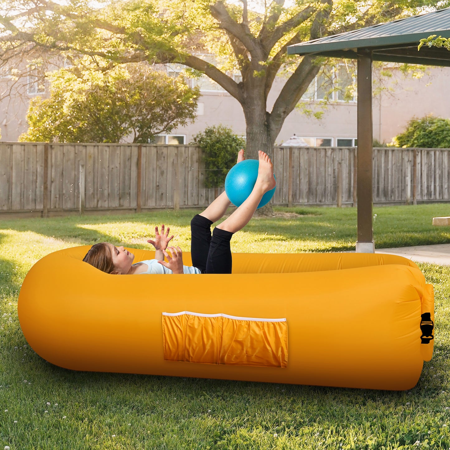 Inflatable Loungers - Navy/Saffron - 2 Pack