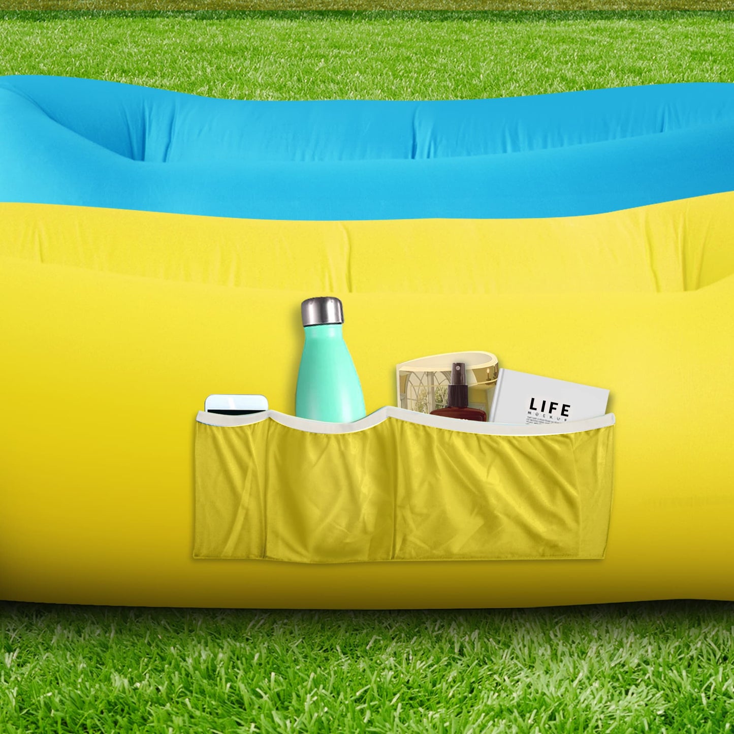 Inflatable Loungers - Blue/Yellow - 2 Pack