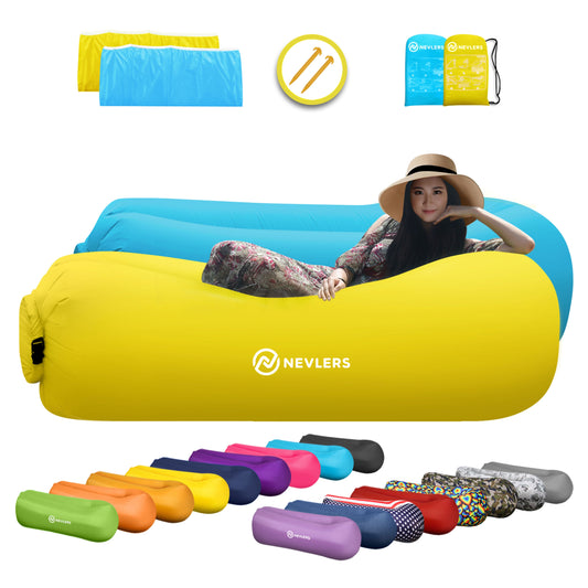 Inflatable Loungers - Blue/Yellow - 2 Pack