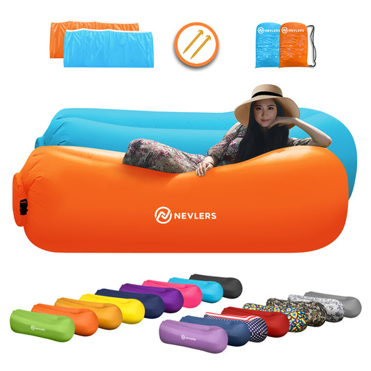 Inflatable Loungers - Blue/Orange - 2 Pack