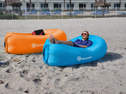 Inflatable Loungers - Blue/Orange - 2 Pack