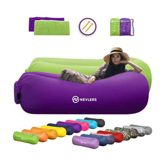 Inflatable Loungers - Green/Purple - 2 Pack