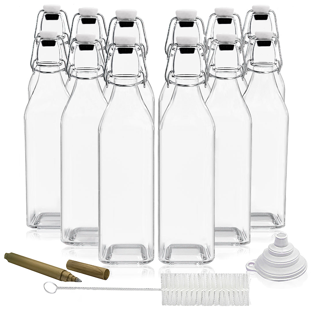 Swing Top Glass Bottles | Square Shape