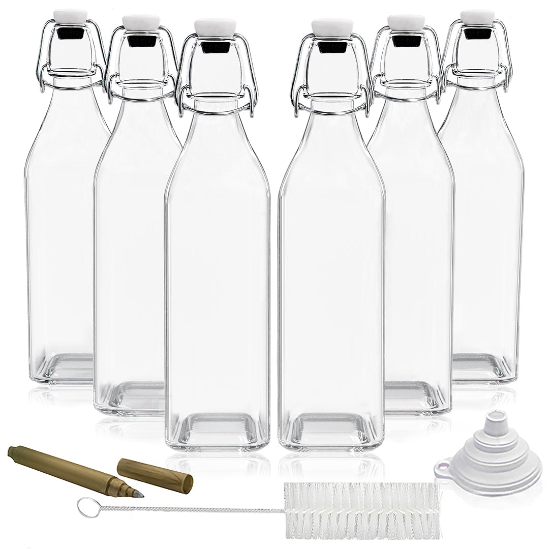 Swing Top Glass Bottles | Square Shape