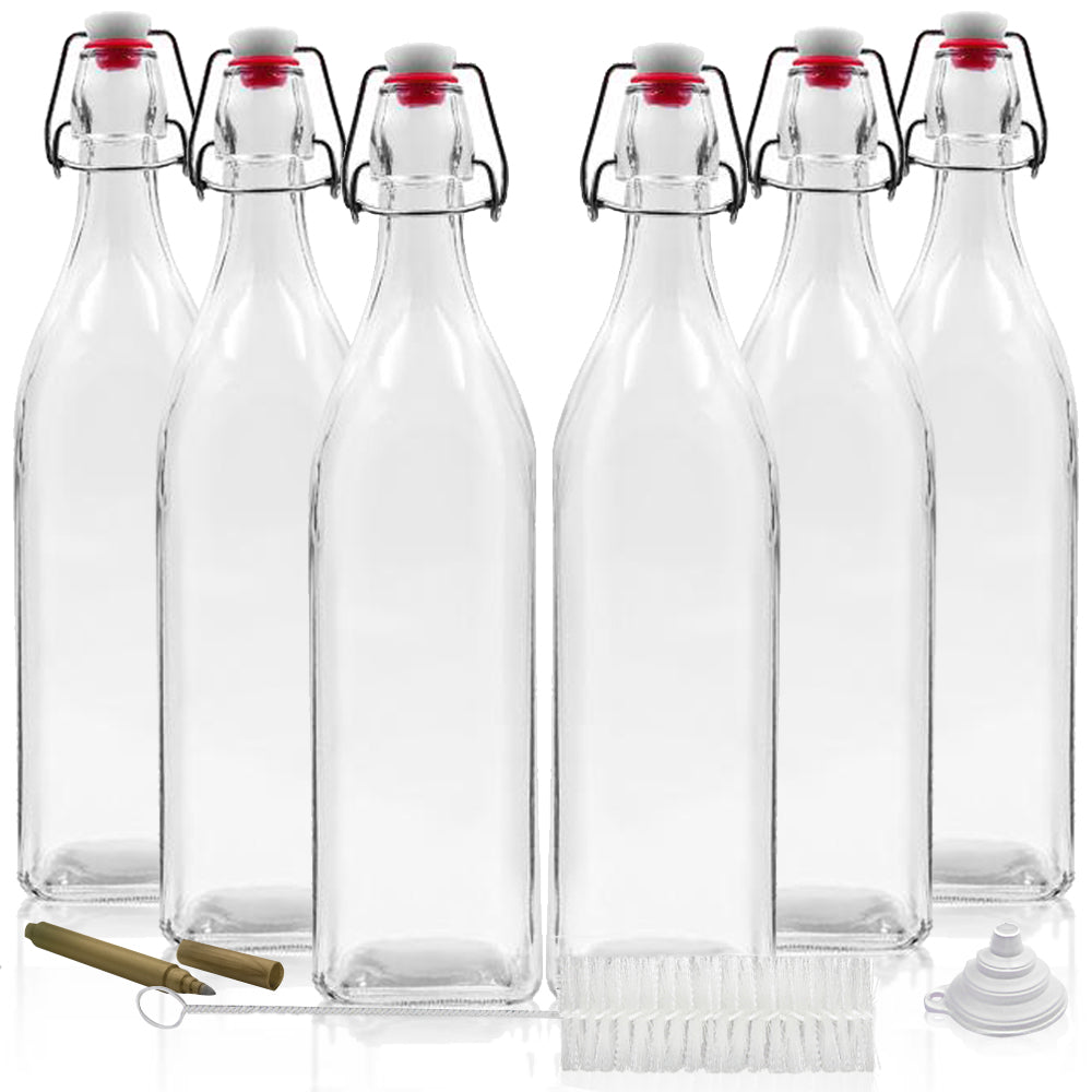 Swing Top Glass Bottles | Square Shape
