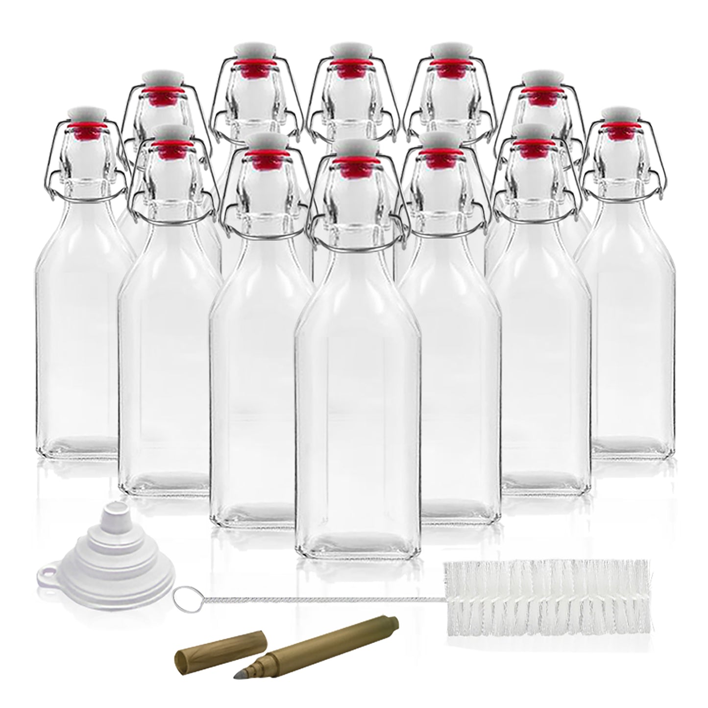 Swing Top Glass Bottles | Square Shape