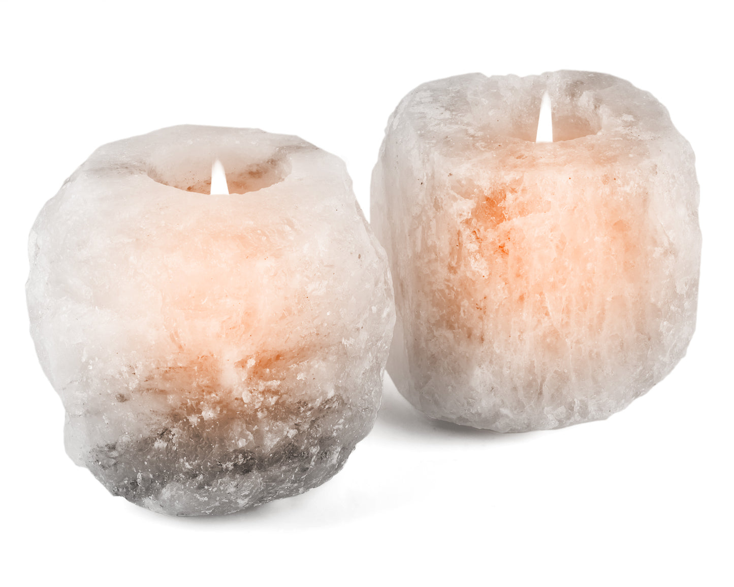 White Himalayan Salt Teal Light Holders | Natural Shape