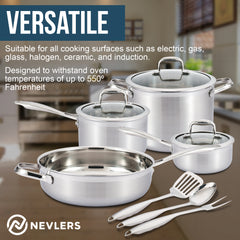  Nevlers 15 Pcs Stainless Steel Pots and Pans Set