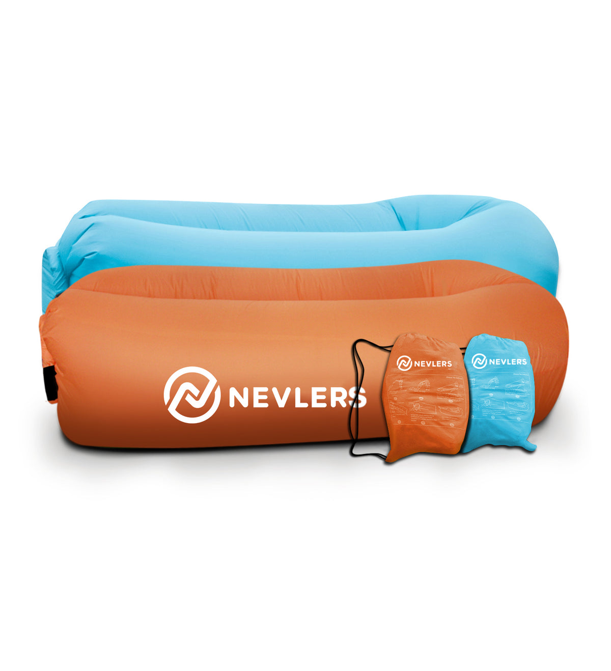 Inflatable Loungers - Blue/Orange - 2 Pack