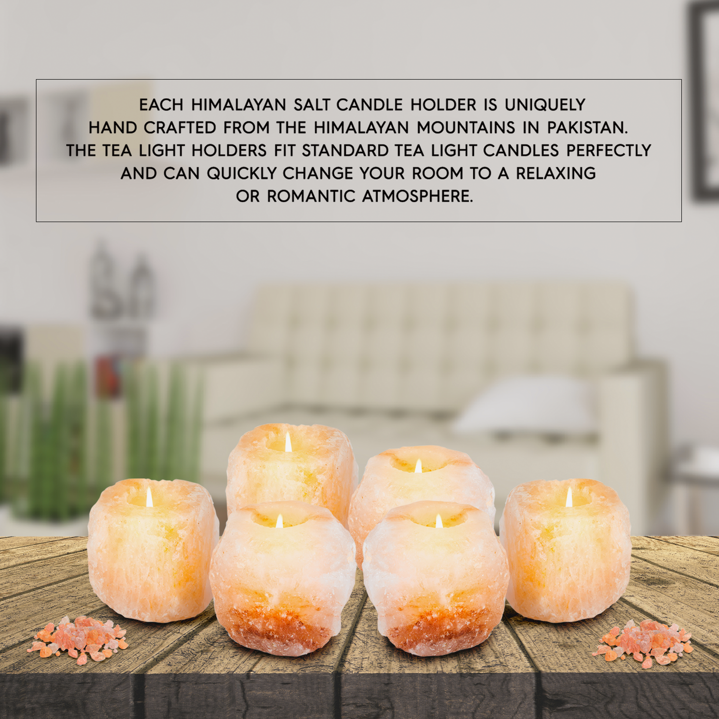 Himalayan Salt Tea-Light Holders 6 Pack in Pink