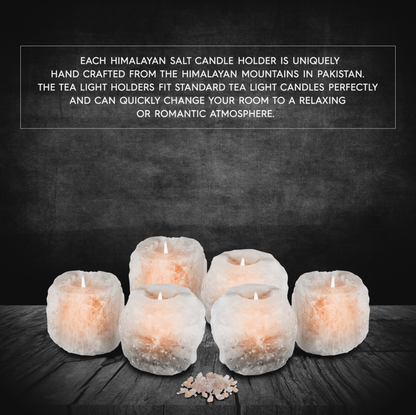 Himalayan Salt Tea-Light Holders 6 Pack in White