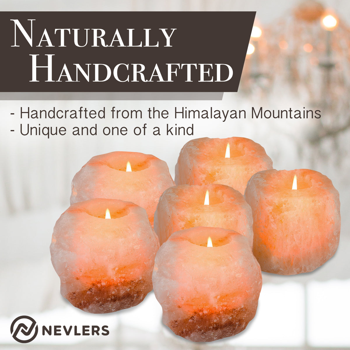 Nevlers Pink Himalayan Salt Tealight Holders | Natural Shape
