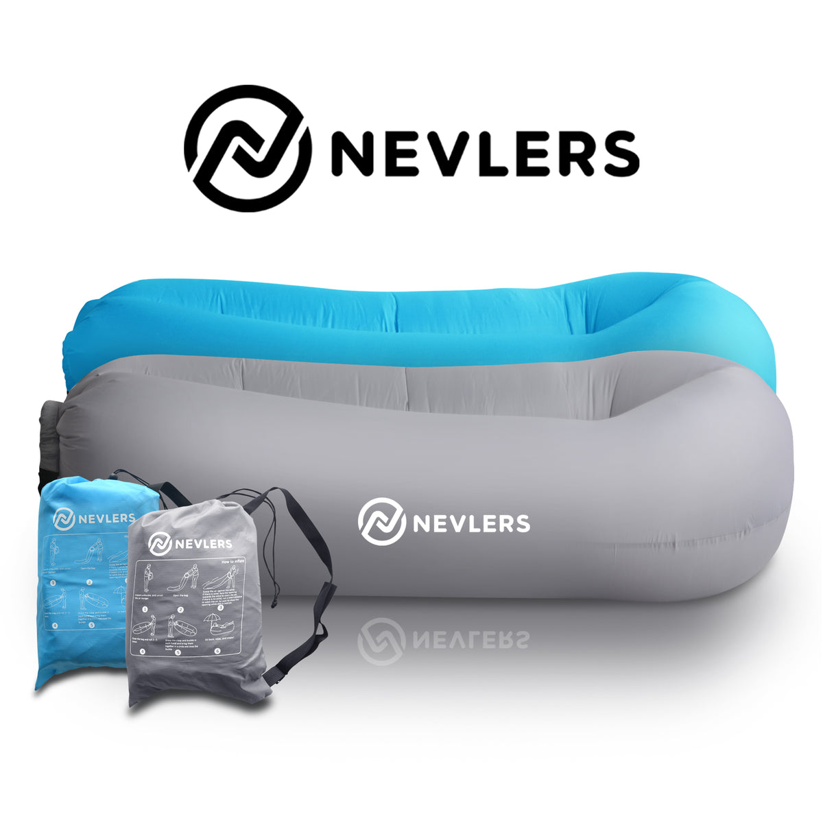 Inflatable Loungers - Blue/Gray - 2 Pack