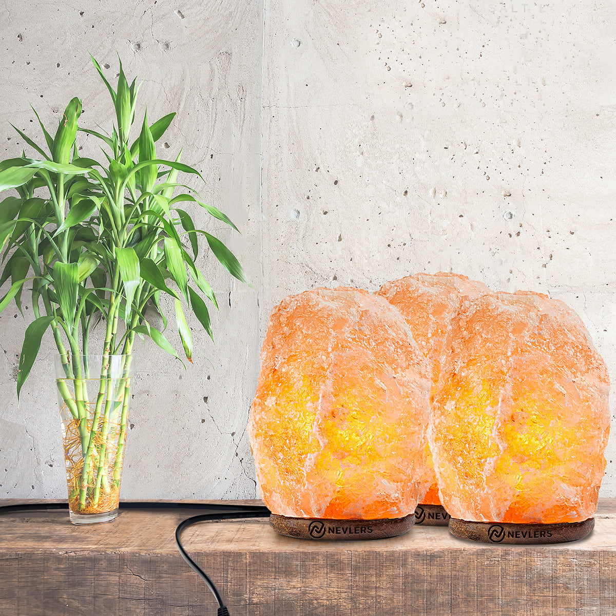 Himalayan Salt Lamp With Dimmer | Natural Shape - 3 Pack