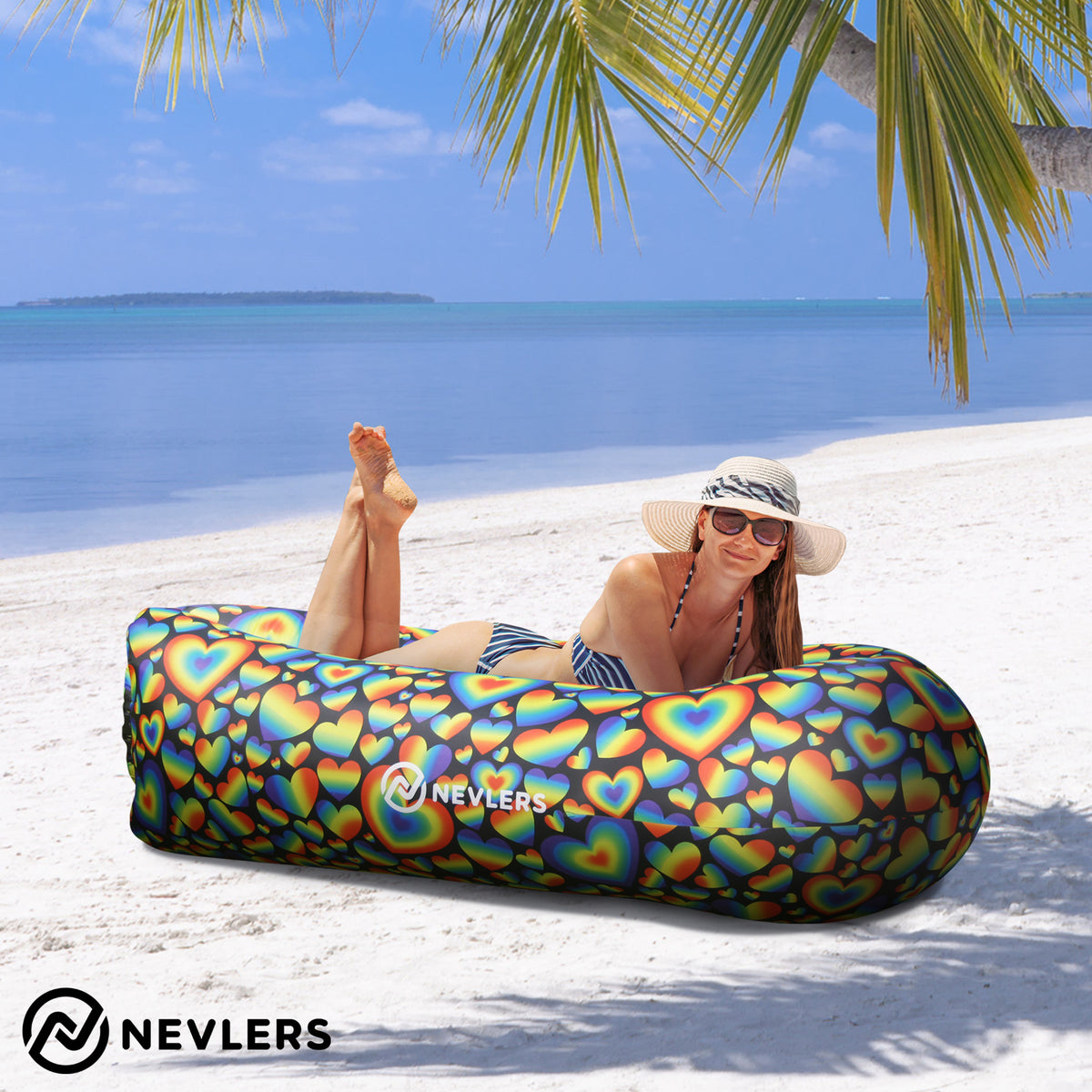 Inflatable Loungers - Rainbow Hearts - 2 Pack