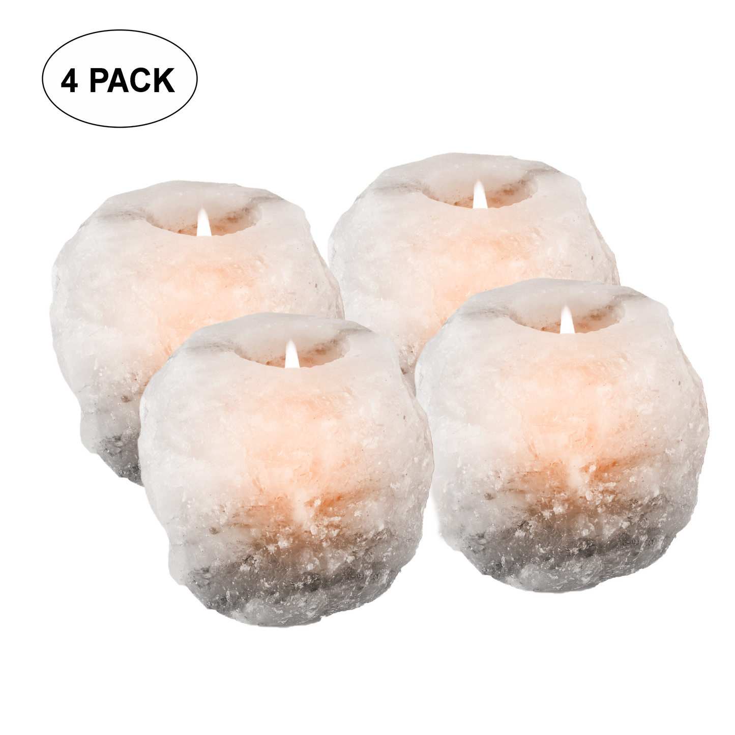 White Himalayan Salt Teal Light Holders | Natural Shape