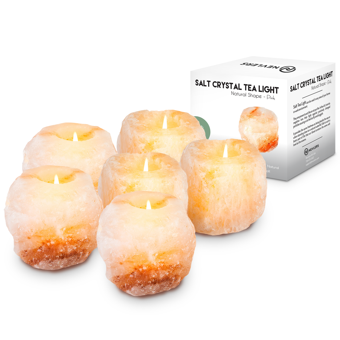 Himalayan Salt Tea-Light Holders 6 Pack in Pink