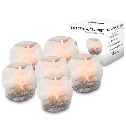 Himalayan Salt Tea-Light Holders 6 Pack in White