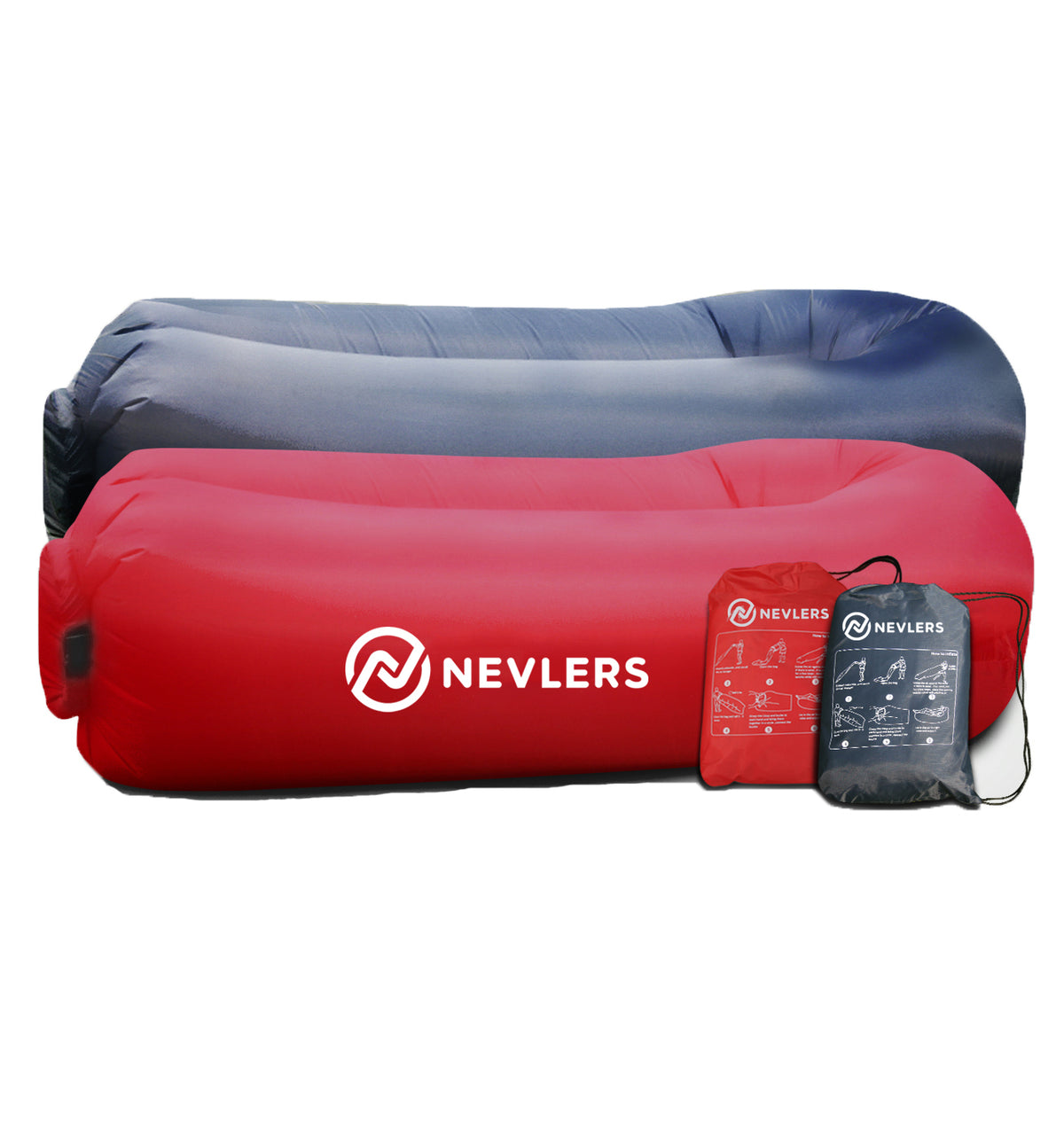 Inflatable Loungers - Navy/Red - 2 Pack