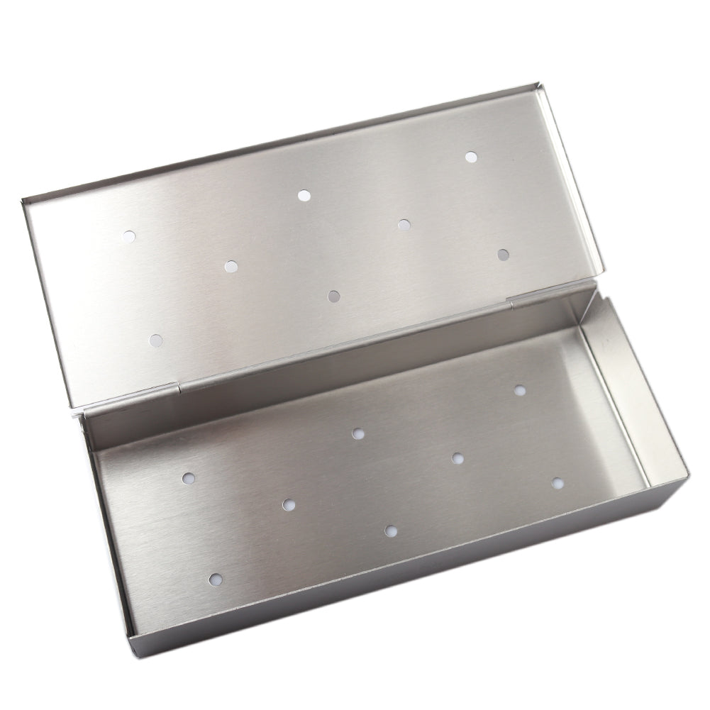 BBQ Smoker Box With Holes on Top and Bottom - Stainless Steel