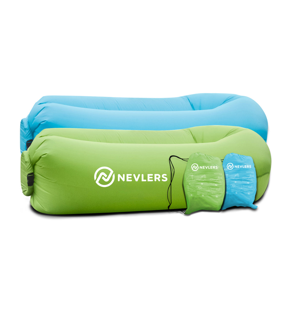 Inflatable Loungers - Blue/Green - 2 Pack