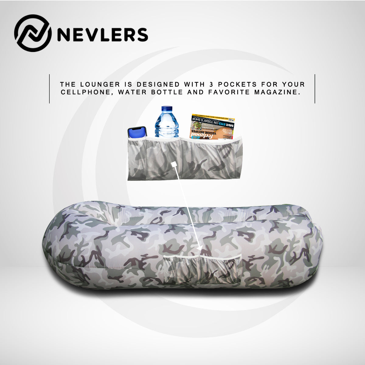 Inflatable Lounger - Gray Camo - 1 Pack