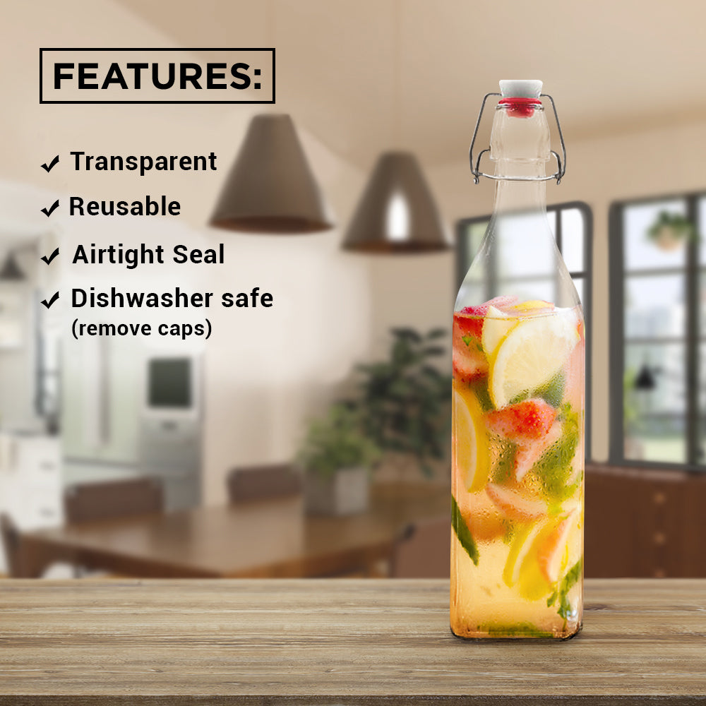 Swing Top Glass Bottles | Square Shape