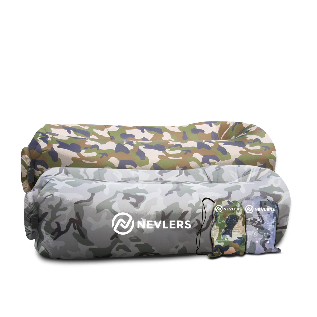Inflatable Loungers - Green &amp; Gray Camo - 2 Pack