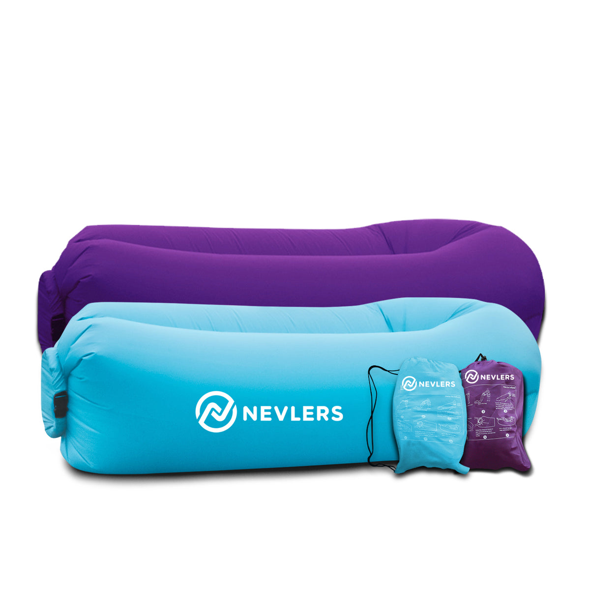 Inflatable Loungers - Blue/Purple - 2 Pack