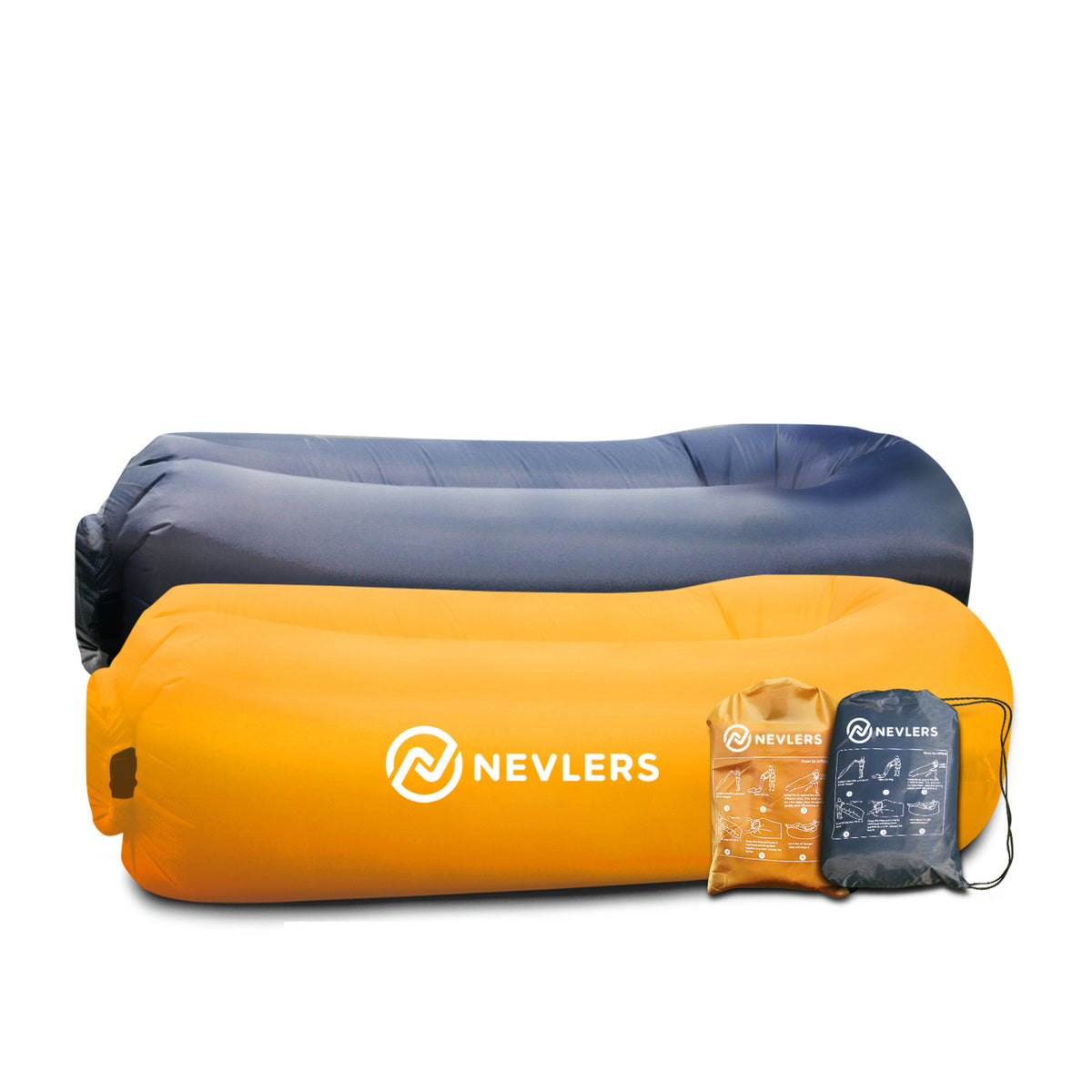 Inflatable Loungers - Navy/Saffron - 2 Pack